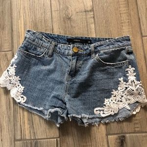 Harper Womens Cut Off Crochet Lace Mini Shorts